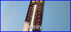 Vintage Cherokee Indian Reservation Porcelain Gas Sales Ad Sign On Thermometer