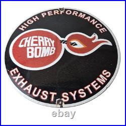 Vintage Cherry Bomb Sign Auto Mechanic Exhaust Gas Pump Hot Rod Porcelain Sign