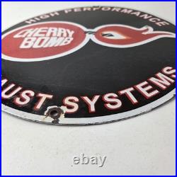 Vintage Cherry Bomb Sign Auto Mechanic Exhaust Gas Pump Hot Rod Porcelain Sign