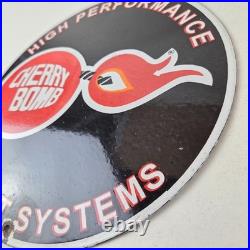 Vintage Cherry Bomb Sign Auto Mechanic Exhaust Gas Pump Hot Rod Porcelain Sign