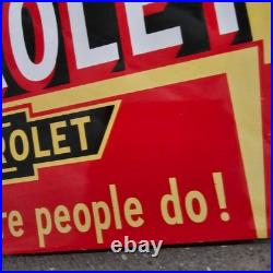 Vintage Chevrolet Drive It Old Us Gasoline Oil Gas Pump Enamel Porcelain Sign