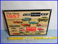 Vintage Chevrolet New Beautiful 1957 Chevy's 12 Gas Oil Advertising Sign Metal Vintage Chevrolet New Beautiful 1957 Chevy's 12 Gas Oil Advertising Sign Metal