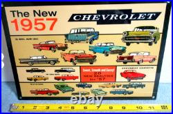 Vintage Chevrolet New Beautiful 1957 Chevy's 12 Gas Oil Advertising Sign Metal