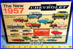 Vintage Chevrolet New Beautiful 1957 Chevy's 12 Gas Oil Advertising Sign Metal