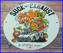 Vintage Chevrolet Nova Porcelain Rat Fink Gas Service Station Pump Plate Sign