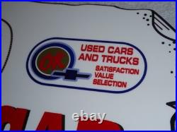 Vintage Chevrolet Ok Used Car Corral Office Cowboy 12 Metal Gasoline Oil Sign