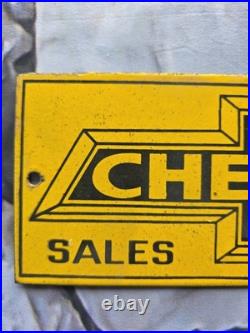 Vintage Chevrolet Parts & Service Porcelain Sign 12 X 4