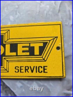 Vintage Chevrolet Parts & Service Porcelain Sign 12 X 4