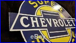 Vintage Chevrolet Porcelain Bowtie Auto Gas Trucks Service Station Pump Sign