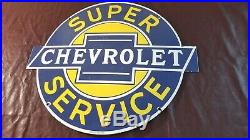 Vintage Chevrolet Porcelain Gas Oil Auto Trucks Super Service Pump Bow Tie Sign