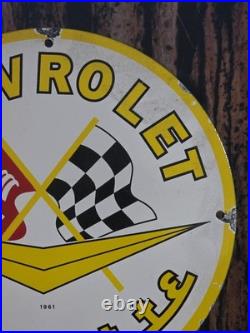 Vintage Chevrolet Porcelain Sign 1961 Old Corvette Sport Car Chevy Dealer 12 Vintage Chevrolet Porcelain Sign 1961 Old Corvette Sport Car Chevy Dealer 12