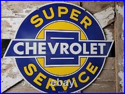 Vintage Chevrolet Porcelain Sign 36 Chevy Super Service Dealership Advertising