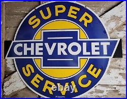 Vintage Chevrolet Porcelain Sign 36 Chevy Super Service Dealership Advertising