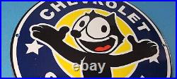 Vintage Chevrolet Porcelain Sign Chevy Felix The Cat Service Gas Oil Pump Sign