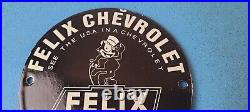 Vintage Chevrolet Porcelain Sign Chevy Felix The Cat Service Gas Pump Sign