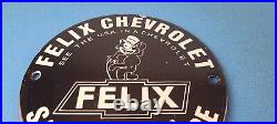 Vintage Chevrolet Porcelain Sign Chevy Felix The Cat Service Gas Pump Sign