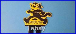 Vintage Chevrolet Porcelain Sign Felix the Cat License Ad Topper Auto Gas Sign