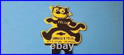 Vintage Chevrolet Porcelain Sign Felix the Cat License Ad Topper Auto Gas Sign