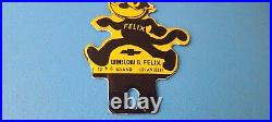 Vintage Chevrolet Porcelain Sign Felix the Cat License Ad Topper Auto Gas Sign