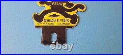 Vintage Chevrolet Porcelain Sign Felix the Cat License Ad Topper Auto Gas Sign