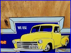 Vintage Chevrolet Porcelain Sign Genuine Chevy Parts Dealer Auto Gas Oil Service