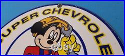 Vintage Chevrolet Porcelain Sign Mickey Wrench Service Gas Pump Chevy Sign