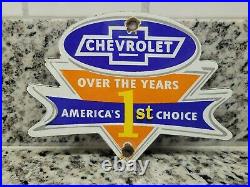 Vintage Chevrolet Porcelain Sign Tag Topper Used Car Dealer Sales Service Gas