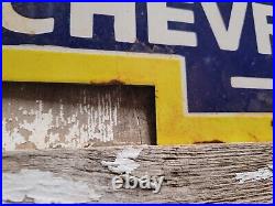 Vintage Chevrolet Porcelain Sign Truck Gas Bowtie Emblem Oil 20 Used Car Dealer