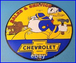 Vintage Chevrolet Sign Auto Service Man Cave Bar Wall Porcelain Gas Pump Sign