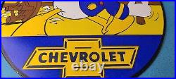 Vintage Chevrolet Sign Auto Service Man Cave Bar Wall Porcelain Gas Pump Sign