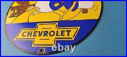 Vintage Chevrolet Sign Auto Service Man Cave Bar Wall Porcelain Gas Pump Sign