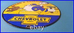 Vintage Chevrolet Sign Auto Service Man Cave Bar Wall Porcelain Gas Pump Sign