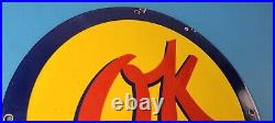 Vintage Chevrolet Sign Porcelain OK Used Cars Gas Oil Pump Garage Sign