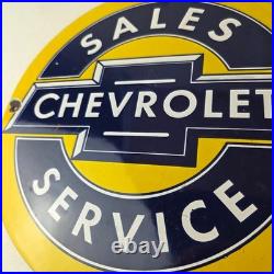 Vintage Chevrolet Sign Sales Service Automobile Motors Gas Pump Porcelain Sign
