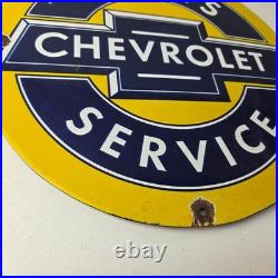 Vintage Chevrolet Sign Sales Service Automobile Motors Gas Pump Porcelain Sign