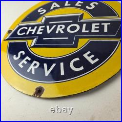 Vintage Chevrolet Sign Sales Service Automobile Motors Gas Pump Porcelain Sign