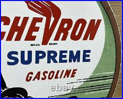 Vintage Chevron Gasoline Porcelain Sign Gas Station Pump Motor Oil Service