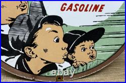 Vintage Chevron Gasoline Porcelain Sign Gas Station Pump Motor Oil Service