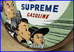 Vintage Chevron Gasoline Porcelain Sign Gas Station Pump Motor Oil Service