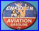 Vintage-Chevron-Gasoline-Sign-Aviation-Gas-Motor-Oil-Auto-Pump-Porcelain-Sign-01-rxu