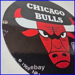 Vintage Chicago Bulls Sign NBA Basketball Stadium Porcelain Gas Pump Sign Vintage Chicago Bulls Sign NBA Basketball Stadium Porcelain Gas Pump Sign