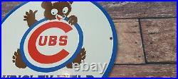 Vintage Chicago Cubs Porcelain Major League Baseball Stadium Field Gas Pump Sign
