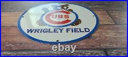 Vintage Chicago Cubs Porcelain Major League Baseball Stadium Field Gas Pump Sign