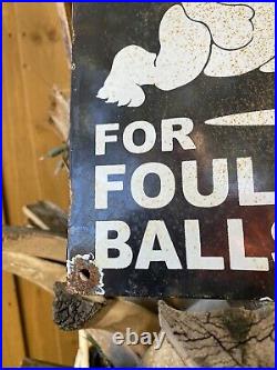 Vintage Chicago Cubs Porcelain Sign Rare Baseball Sport Foul Ball Bat Gas Oil