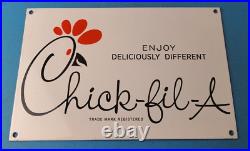Vintage Chick Fil A Porcelain Fast Food Chicken Restaurant Drive Thru Store Sign