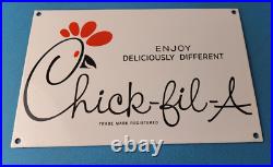 Vintage Chick Fil A Sign Porcelain Restaurant Fast Food Diner Gas Pump Sign