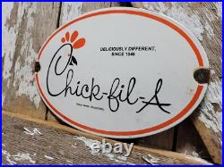 Vintage Chick-fil-a Porcelain Sign Old Fast Food Burger Fries Restaurant Chicken