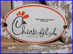Vintage Chick-fil-a Porcelain Sign Old Fast Food Burger Fries Restaurant Chicken