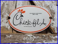 Vintage Chick-fil-a Porcelain Sign Old Fast Food Burger Fries Restaurant Chicken