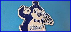 Vintage Chillard Ice Sign Ice Cubes Chilly Willy Gas Service Porcelain Sign